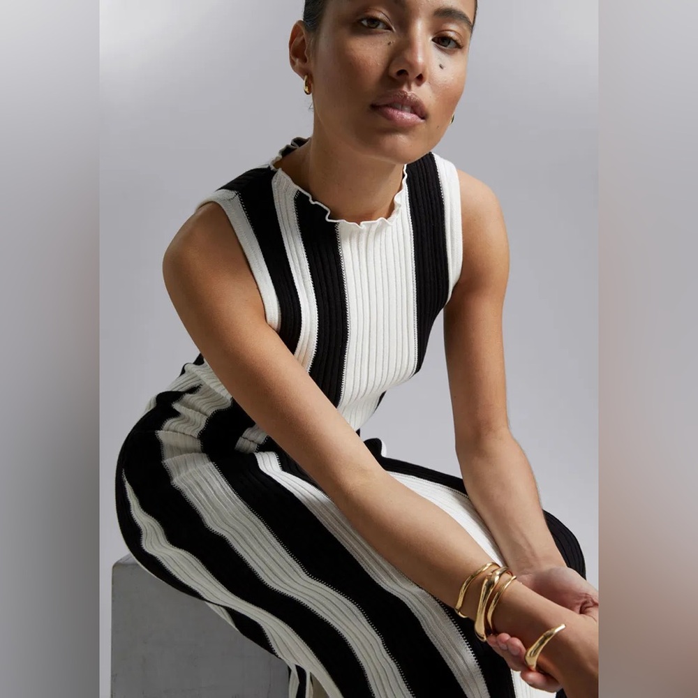 BNWT & OTHER STORIES Small Ribbed Knit Striped Midi Dress